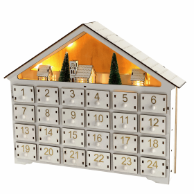 Christmas Wooden Advent Calendar House with 24 Drawers