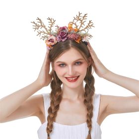 Christmas Antlers Headbands Flower Hair Hoops Holiday Headdress Simulation Branch