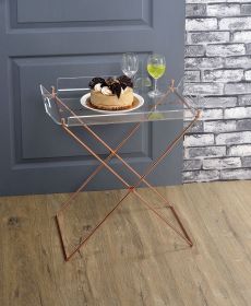 ACME Cercie Tray Table in Clear Acrylic & Copper 98189