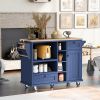 Kitchen Island Cart with Storage Cabinet and Two Locking Wheels,Solid wood desktop,Microwave cabinet