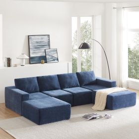 [VIDEO provided][New]110*72" Modular U Shaped Sectional Sofa,Luxury Chenille Floor Couch Set,Upholstered Indoor Furniture