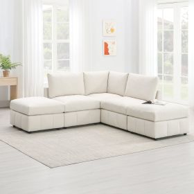 [VIDEO provided][New]93"Modern Sectional Sofa with Vertical Stripes,5-Seat Armless Couch Set with Convertible Ottomans,Various Combinations