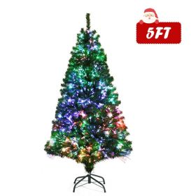 5/7 FT Pre-lit Multi-Colored Fiber Optic Spruce Artificial Christmas Tree