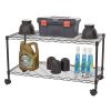 WELLAND  2-Shelf Rolling Media Cart with Locking Wheels Black