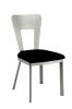 Contemporary Silver Metal 2pc Dining Chairs Black Microfiber Seat Dining Room Keyhole Back Satin Plated Powder Coating Chair