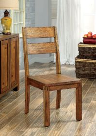 Dark Oak Rustic Style Solid wood Kitchen Set of 2pc Dining Chairs Panel Back Chairs Dining Room