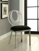 Contemporary Style Silver Metal Frame 2pc Dining Chairs Black Microfiber Seat Cushion Dining Room Oval Back Design Chair