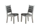 Contemporary Antique Cushion Back Set of 2pc Dining Chairs Cushion Faux Leather Seat Dining Room Silver Color