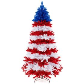 7.5 Feet Artificial Christmas Tree with Warm White LED Lights