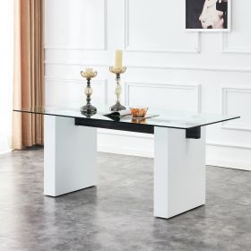 Large modern simple rectangular glass table, which can accommodate 6-8 people