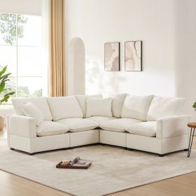 [VIDEO provided] [New] 84*84" Modern L Shape Modular Sofa, 5 Seat Chenille Sectional Couch Set with 2 Pillows Included