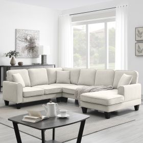 [VIDEO provided] [New] 108*85.5" Modern U Shape Sectional Sofa, 7 Seat Fabric Sectional Sofa Set with 3 Pillows Included for Living Room, Apartment