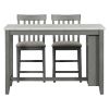 3-piece Counter Height Dining Table Set with Built-in Storage Shelves, One Faux Marble Top Dining Table and 2 counter chairs with footrest,Grey