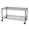 WELLAND  2-Shelf Rolling Media Cart with Locking Wheels Black