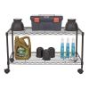 WELLAND  2-Shelf Rolling Media Cart with Locking Wheels Black