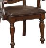 Glorious Classic Traditional Dining Chairs Cherry Solid wood Leatherette Cushion Seat Set of 2pc Arm Chairs Turned Legs Kitchen Dining Room