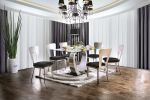 Contemporary Silver Metal 2pc Dining Chairs Black Microfiber Seat Dining Room Keyhole Back Satin Plated Powder Coating Chair