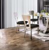 Contemporary Silver Metal 2pc Dining Chairs Black Microfiber Seat Dining Room Keyhole Back Satin Plated Powder Coating Chair