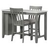 3-piece Counter Height Dining Table Set with Built-in Storage Shelves, One Faux Marble Top Dining Table and 2 counter chairs with footrest,Grey