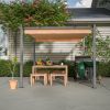 10' x 10' Aluminum Patio Pergola with Retractable Pergola Canopy, Backyard Shade Shelter for Porch, Outdoor Party, Garden, Grill Gazebo, Khaki