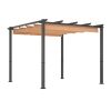 10' x 10' Aluminum Patio Pergola with Retractable Pergola Canopy, Backyard Shade Shelter for Porch, Outdoor Party, Garden, Grill Gazebo, Khaki