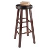 Maria 2-Pc Cushion Seat Bar Stool Set; Espresso & Walnut