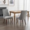 Rayon Cloth Flocking Linen Dining Chairs Channel Kitchen Dinner Chair Comfy Fabric Upholstered Accent Chair for Dining Room with Curved Solid Wood Leg