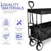 YSSOA Heavy Duty Folding Portable Hand Cart with Removable Canopy, 8'' Wheels, Adjustable Handles and Double Fabric for Shopping, Picnic, Beach