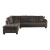 3-Piece Reversible Sectional with Chaise Ottoman Tufted Detail Chocolate Microfiber Upholstered Modern Living Room Furniture L-Shape Sofa