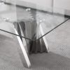 Tempered Glass Top Coffee Table with Silver Mirror Finish Stainless Steel Base