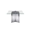 Tempered Glass Top Coffee Table with Silver Mirror Finish Stainless Steel Base