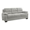 Plush Seating Comfortable Sofa 1pc Gray Textured Fabric Channel Tufting Solid Wood Frame Modern Living Room Furniture