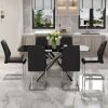 Table and chair set, large modern minimalist rectangular dining table, 0.39 "imitation marble tabletop and silver metal legs