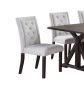 Modern Bone White Fabric 2pc Side Chairs Tufted Back Upholstered Back Rustic Espresso Wooden Legs Dining Room