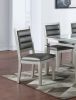 Contemporary Antique Cushion Back Set of 2pc Dining Chairs Cushion Faux Leather Seat Dining Room Silver Color