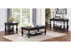 Rustic Style Antique Black 1pc COFFEE TABLE Open Bottom Shelf Plank Style Table Top Living Room Furniture