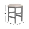 Light Gray Set of 2pc Stools Kitchen Dining Room Furniture Beige Fabric Cushion Seat Chairs Stool