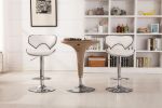 Masaccio Upholstery Airlift Adjustable Swivel Barstool with Chrome Base, Set of 2, White