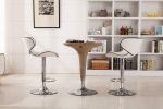 Masaccio Upholstery Airlift Adjustable Swivel Barstool with Chrome Base, Set of 2, White