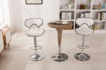 Masaccio Upholstery Airlift Adjustable Swivel Barstool with Chrome Base, Set of 2, White