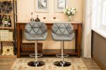 Glasgow Contemporary Tufted Adjustable Height Hidraulic Bar Stools, Set of 2, Grey