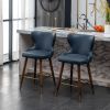 Nevis Mid-century Modern Faux Leather Tufted Nailhead Trim Counter Stool Set of 2, Blue