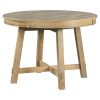 TREXM Farmhouse Round Extendable Dining Table with 16" Leaf Wood Kitchen Table (Natural Wood Wash)