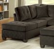 3-Piece Reversible Sectional with Chaise Ottoman Tufted Detail Chocolate Microfiber Upholstered Modern Living Room Furniture L-Shape Sofa