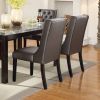 Modern Faux Leather Espresso Tufted Set of 2 Chairs Dining Seat Chair Birch veneer MDF Kitchen Dining Room