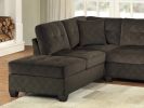 2-Piece Reversible Sectional with Chaise Tufted Detail Chocolate Microfiber Upholstered Modern Living Room Furniture