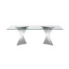 Tempered Glass Top Coffee Table with Silver Mirror Finish Stainless Steel Base