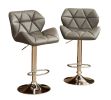 Glasgow Contemporary Tufted Adjustable Height Hidraulic Bar Stools, Set of 2, Grey