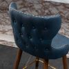 Nevis Mid-century Modern Faux Leather Tufted Nailhead Trim Counter Stool Set of 2, Blue