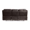 Dark Brown 1pc Double Reclining Sofa w/ Drop Down Cup Holders